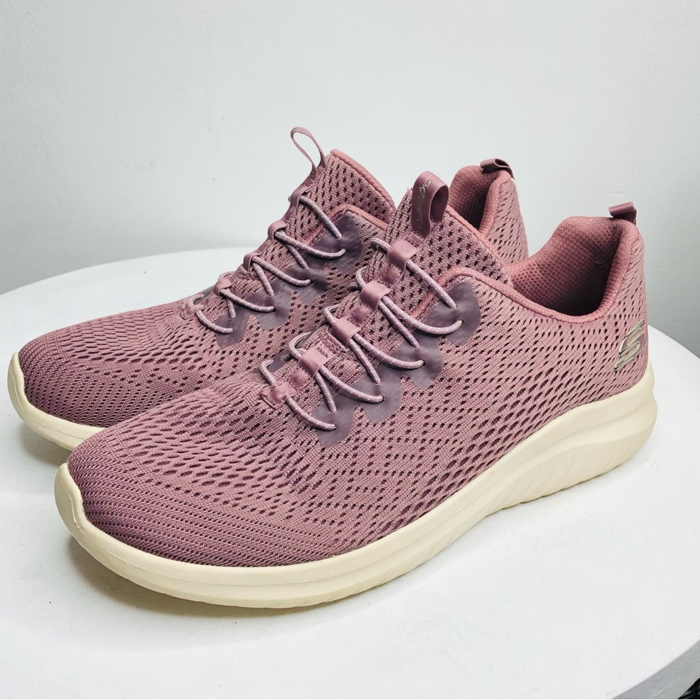 Skechers UltraFlex Bungee Slip On Memory Foam Shoes MAUVE 12550 SZ9. R1